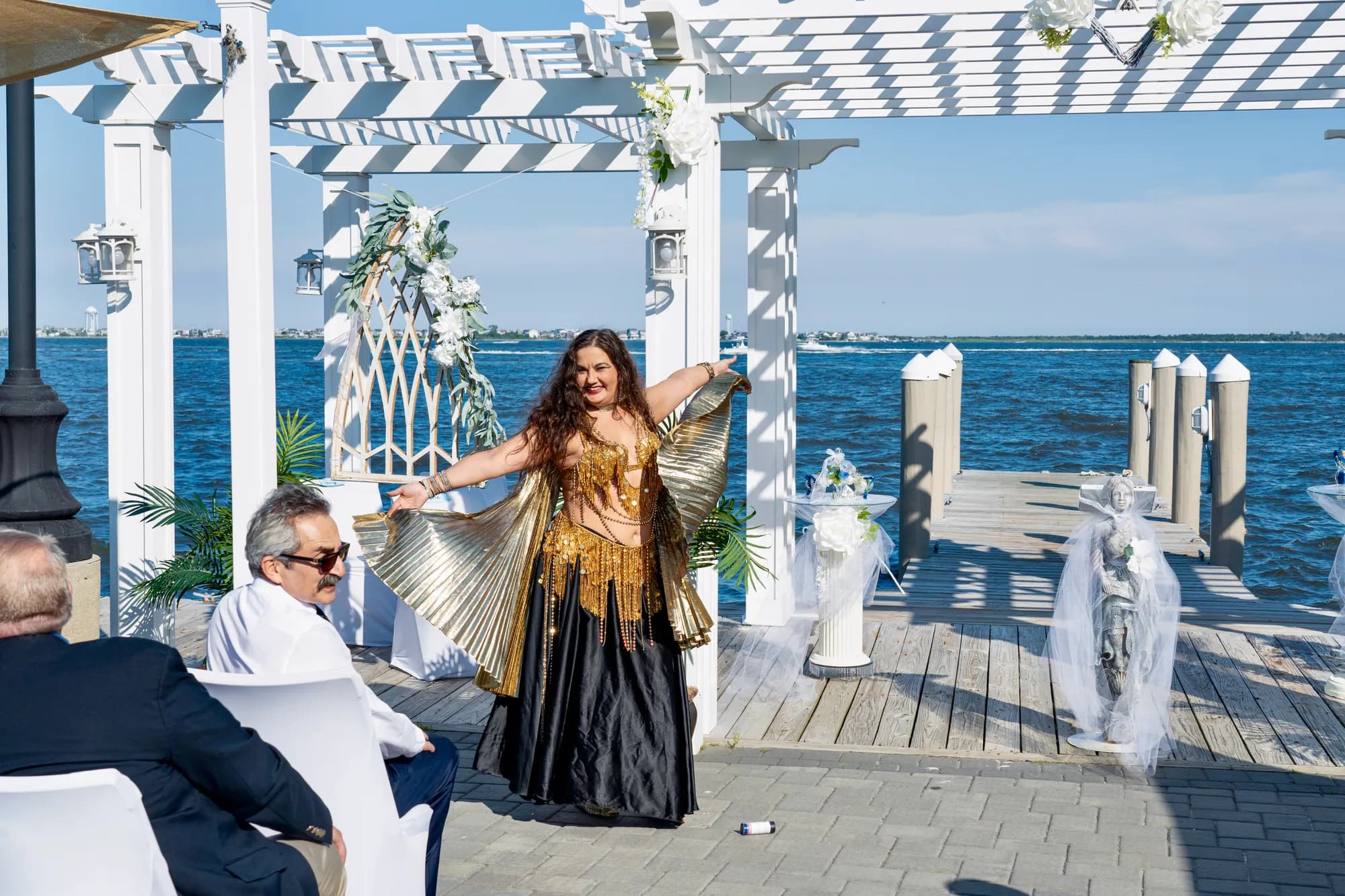 Lorenda belly dancing at a wedding celebration