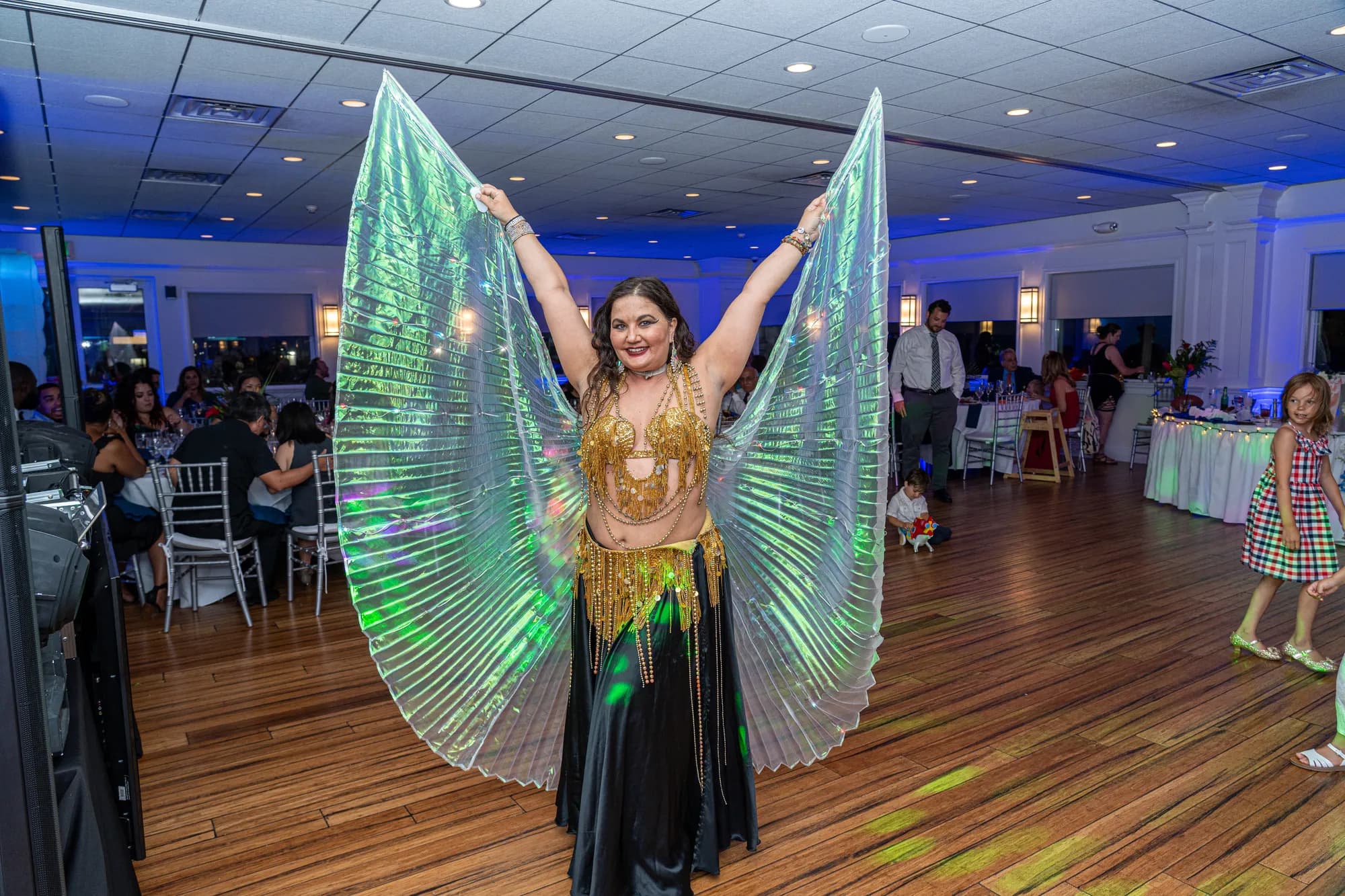Lorenda belly dancing at a wedding celebration