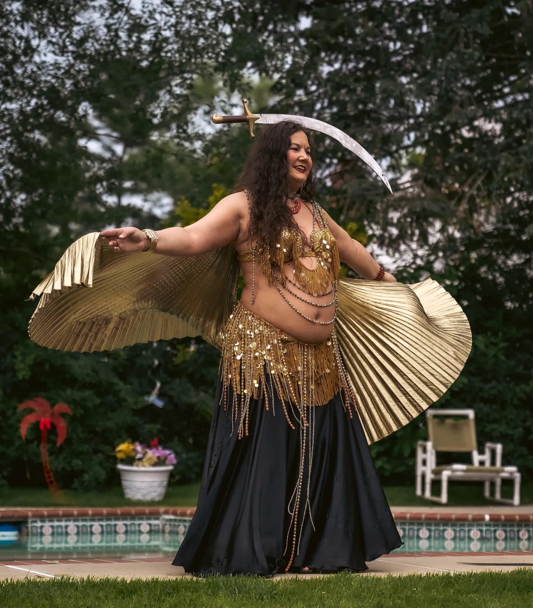 Lorenda belly dancing at a wedding celebration