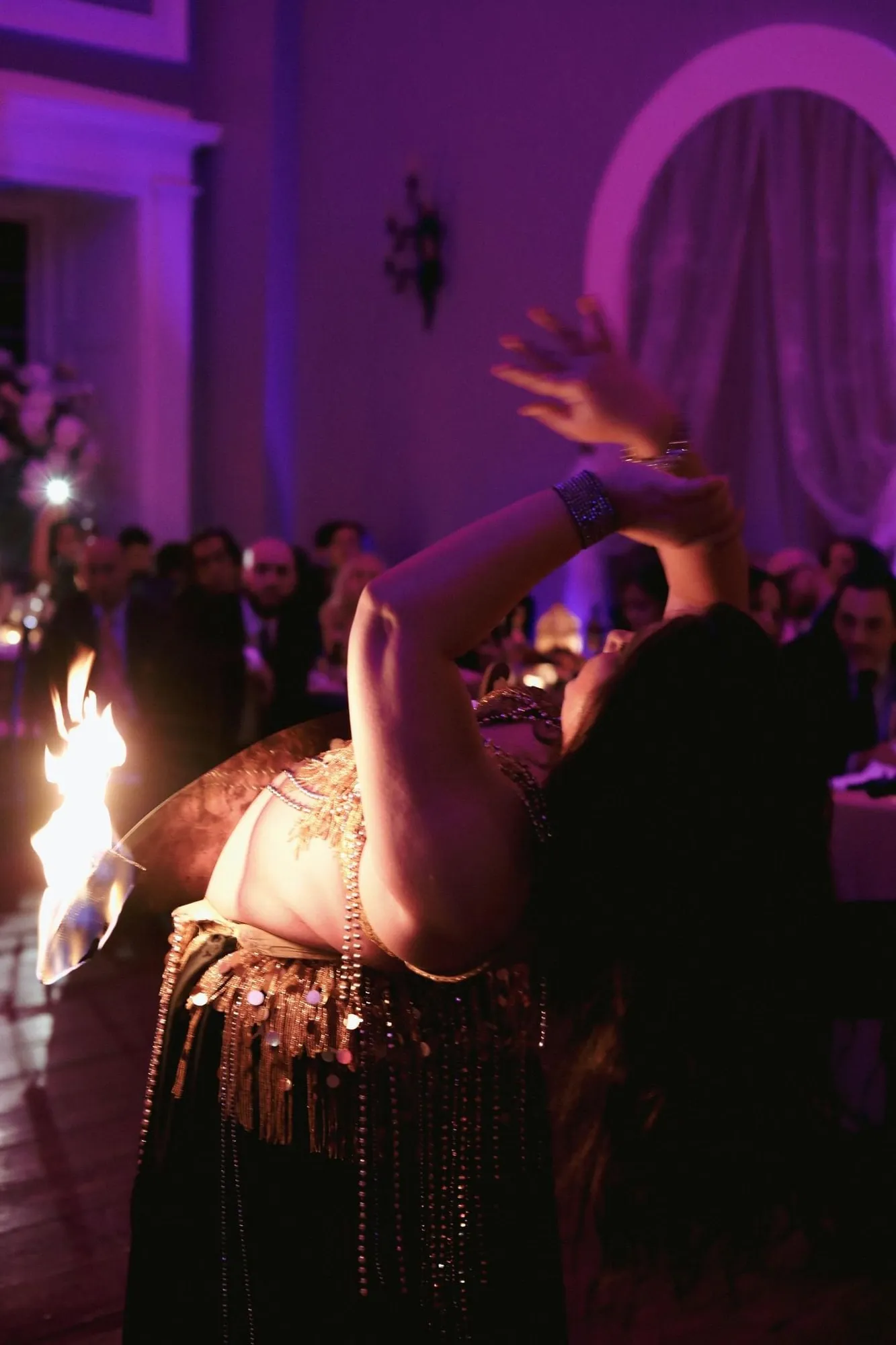 Lorenda belly dancing at a wedding celebration