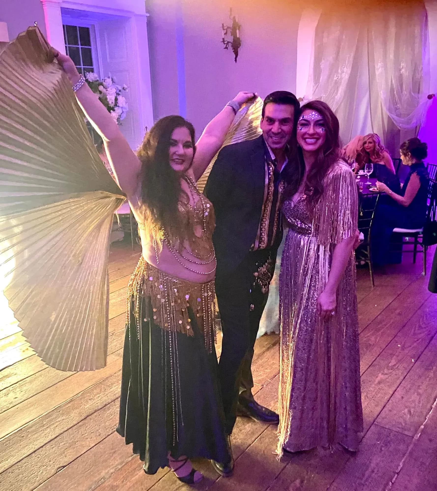 Lorenda belly dancing at a wedding celebration
