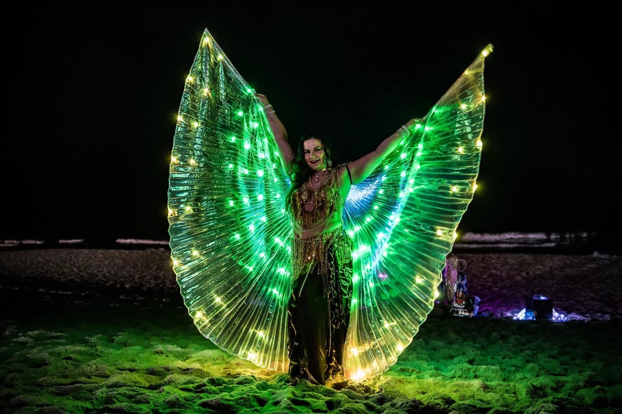 Lorenda belly dancing at a wedding celebration